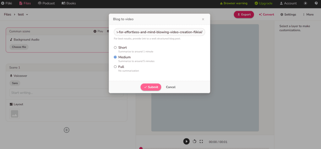 Create video from text with voice